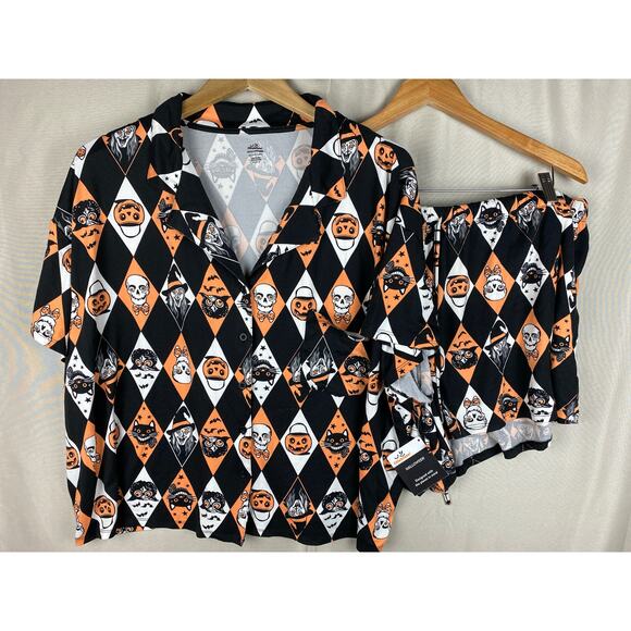 New Way To Celebrate Halloween Shorty Pajama Set Womens sz 2x 18-20 2 pc Diamond - Picture 1 of 13